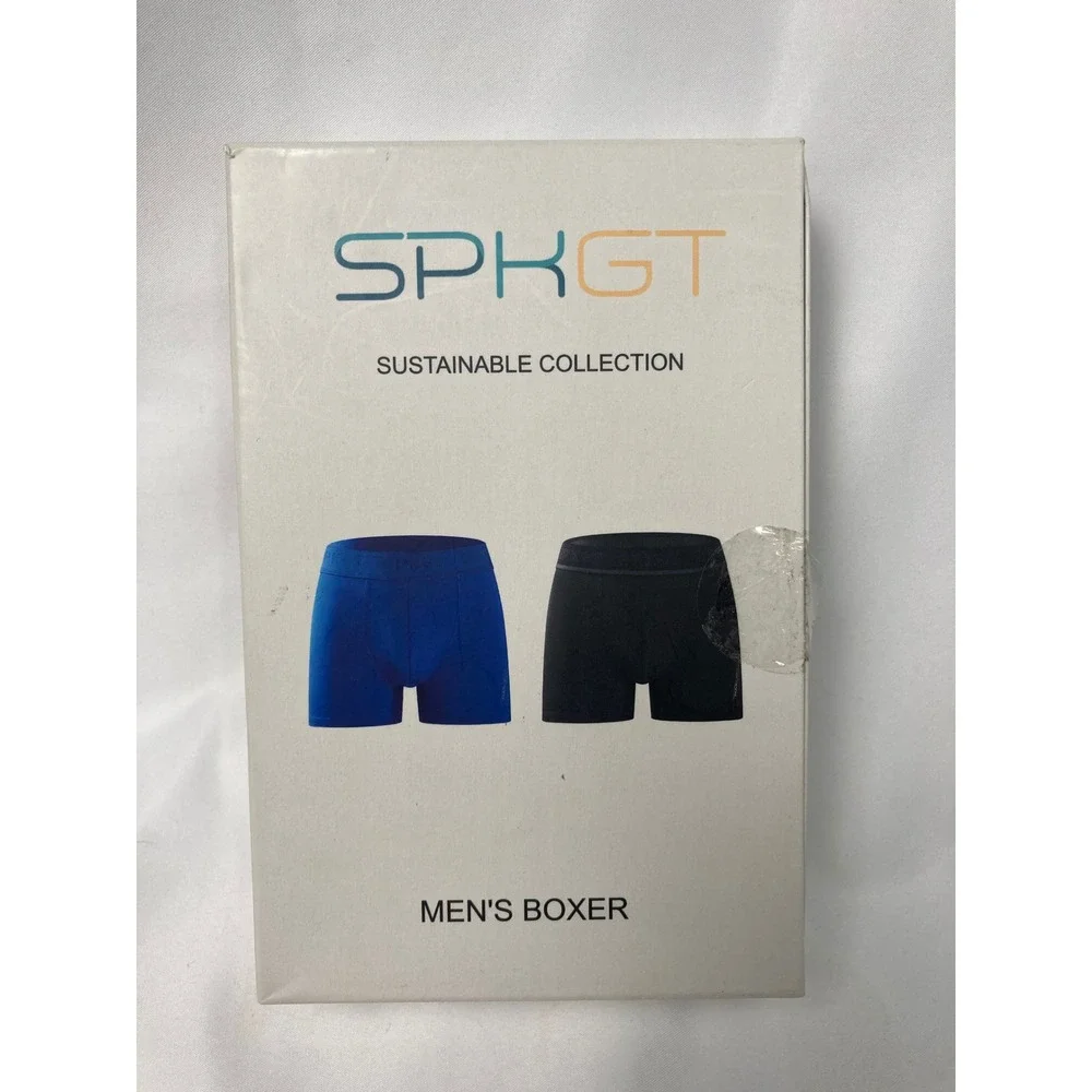 SPKGT Sustainable Collection Men's Boxer Briefs 2-Pack Blue/Black Medium NIB